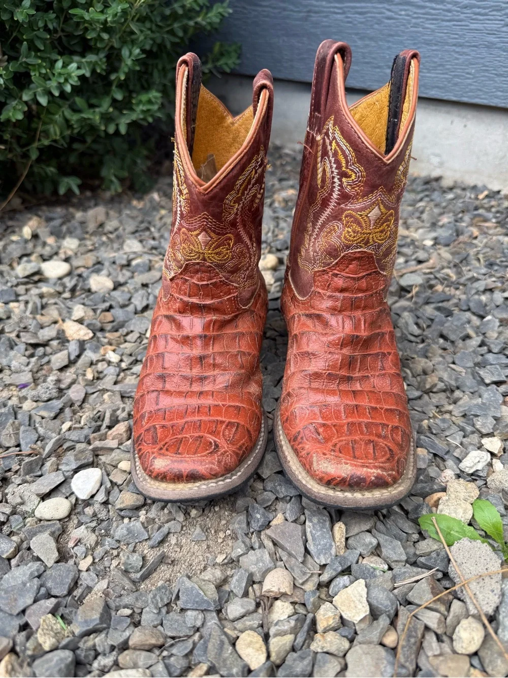 Kids Western Cowboy Boots Croc Embossed Leather Little Kid 11